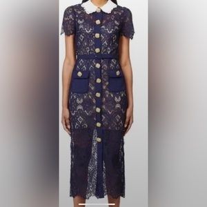 Self Portrait  floral lace midi shirtdress